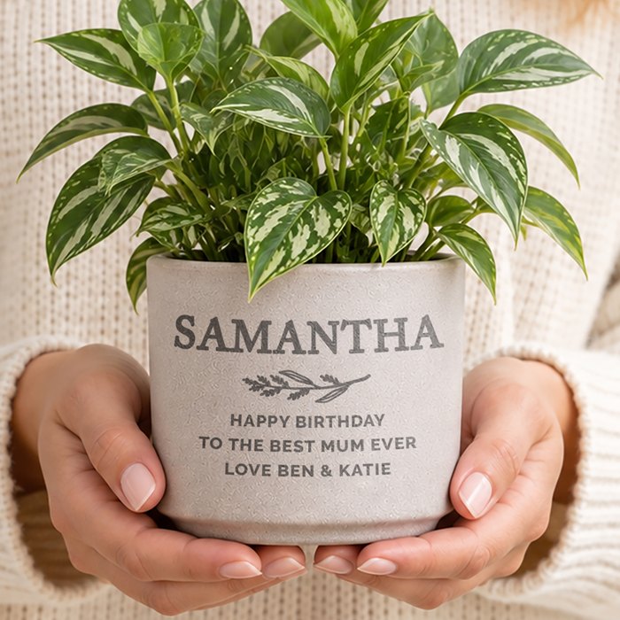 Personalised Flecked Plant Pot