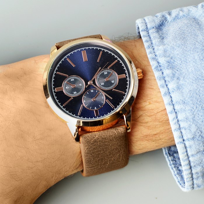 Mens silver and sale rose gold watch