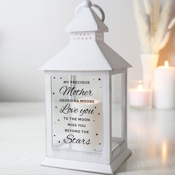 Personalised 'Miss You Beyond The Stars' White Lantern