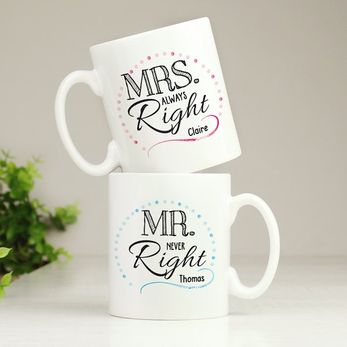 Personalised Mr & Mrs Right Mug Set