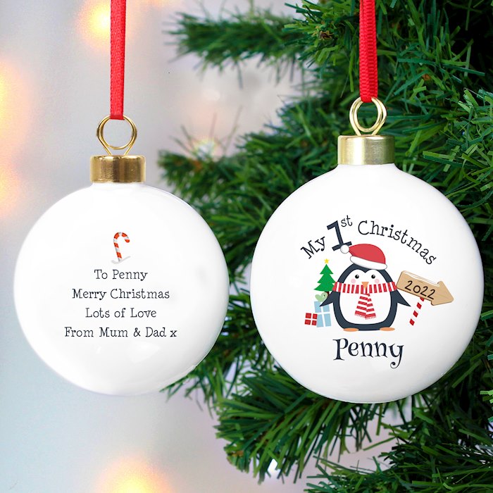 Personalised My 1st Christmas Penguin Bauble