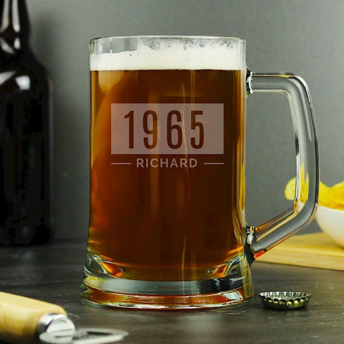 Personalised Name & Date Pint Stern Tankard