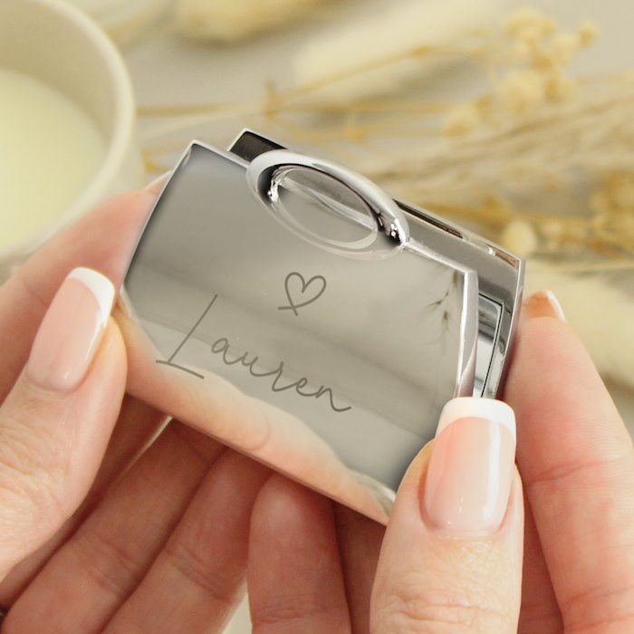 Personalised Name Handbag Compact Mirror