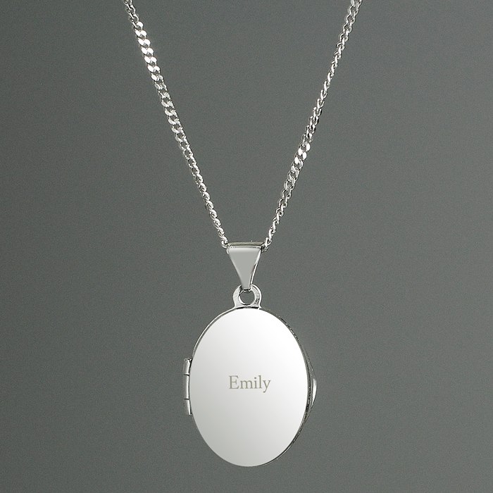 Personalised Name Only Sterling Silver Oval Locket Necklace