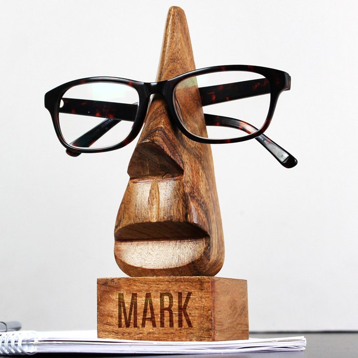Personalised Name Only Wooden Nose-Shaped Glasses Holder