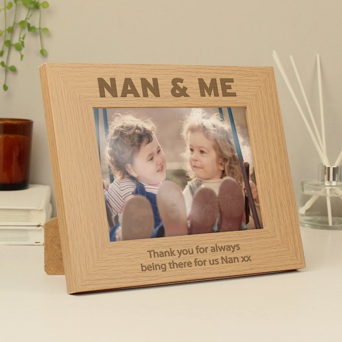 Personalised Nan & Me 5x7 Landscape Oak Finish Photo Frame