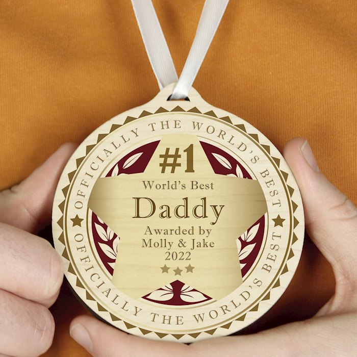 Personalised Number 1 Round Wooden Medal