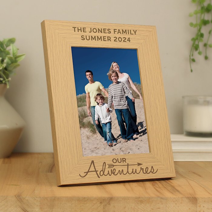 Personalised Our Adventures 5x7 Wooden Photo Frame