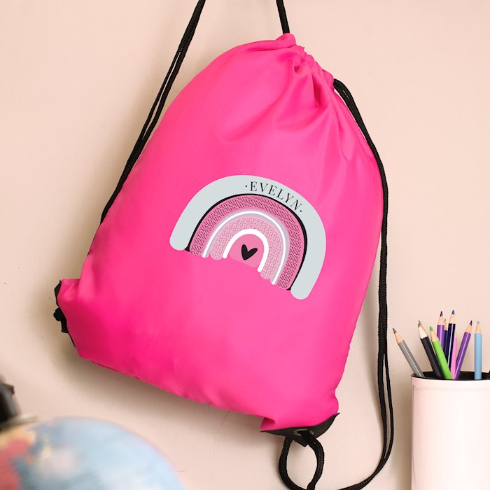 Personalised Pastel Rainbow Pink Kit Bag