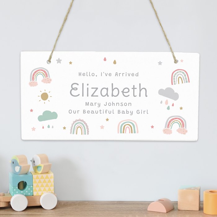 Personalised Pastel Rainbow Wooden Sign