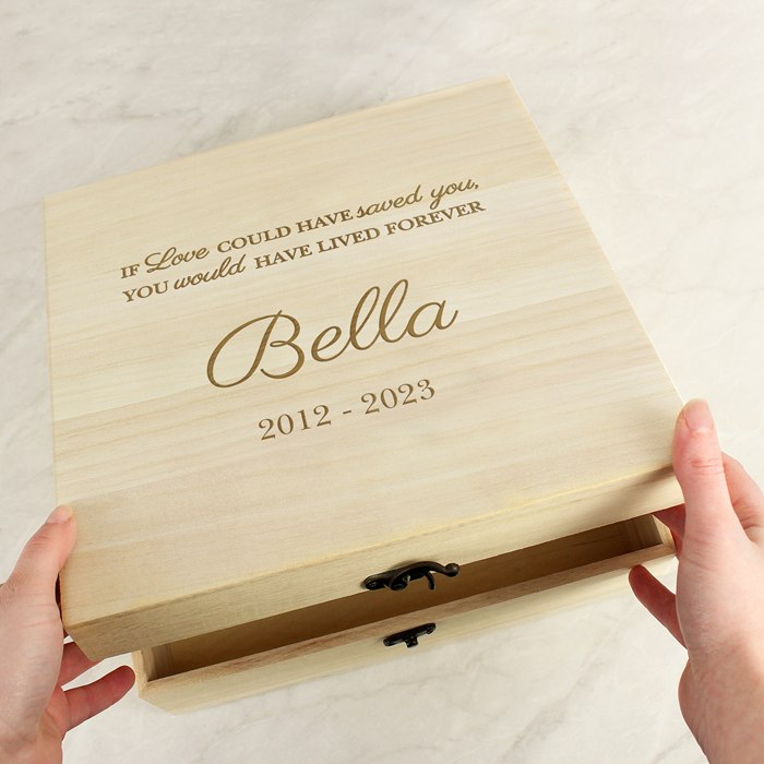 Personalised Pet Memorial Large Wooden Keepsake Box | SpecialMoment.co.uk