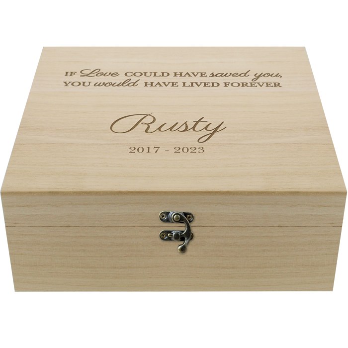 Personalised Pet Memorial Large Wooden Keepsake Box | SpecialMoment.co.uk