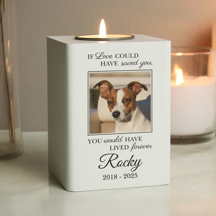 Personalised Pet Photo Upload Memorial Tealight Holder