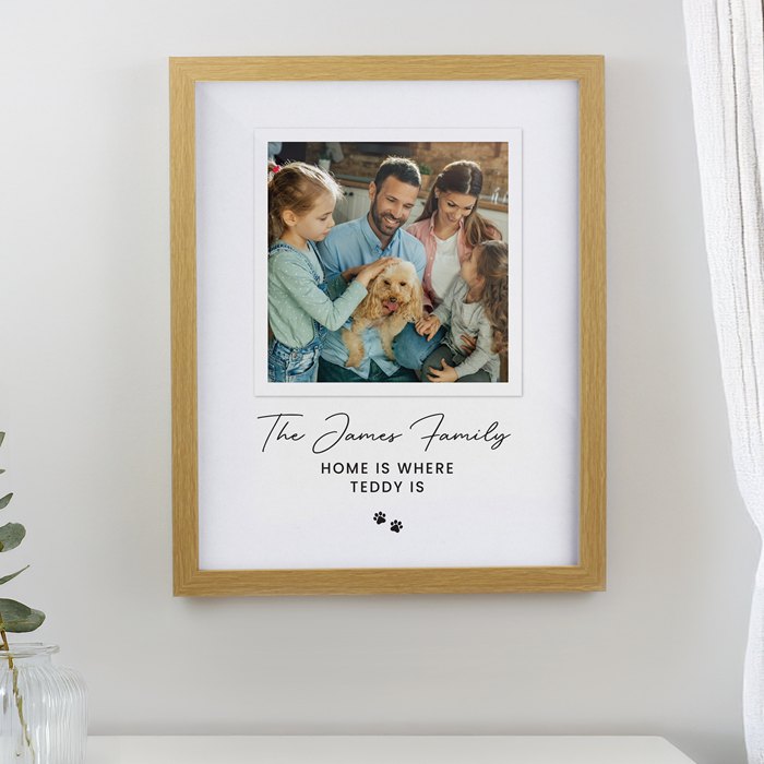 Personalised Pet Photo Upload Oak Framed Print