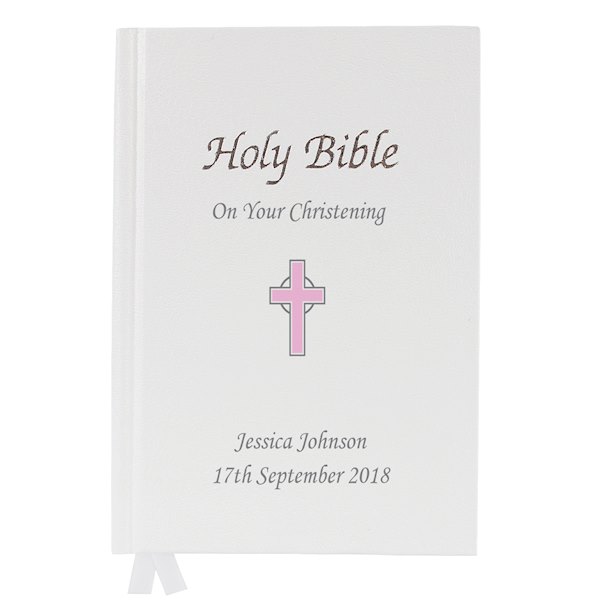 Personalised Pink Cross Bible - King James Version