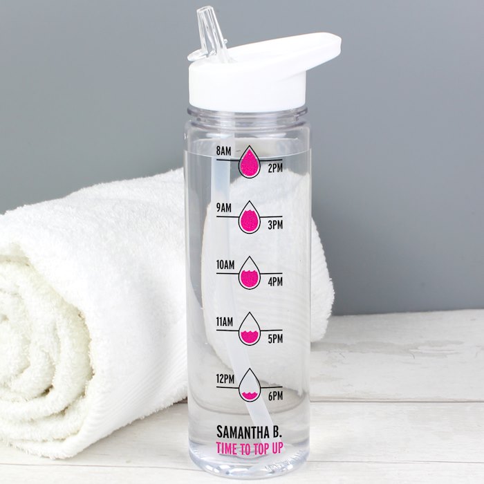 Personalised Pink 'Hydration Tracker' Water Bottle