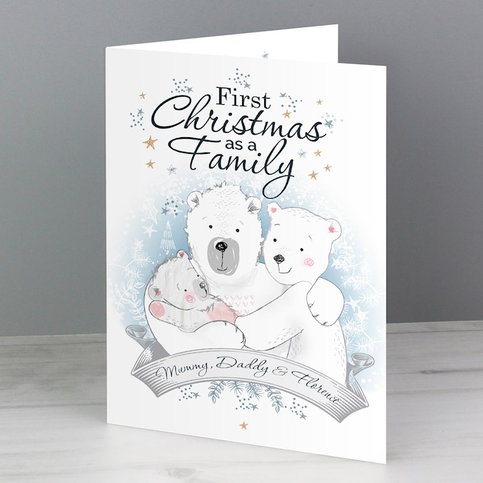 Personalised Polar Bear '1st Christmas As A Family' Card ...