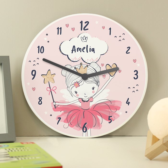 Personalised Princess Ballerina Wooden Childrens Clock