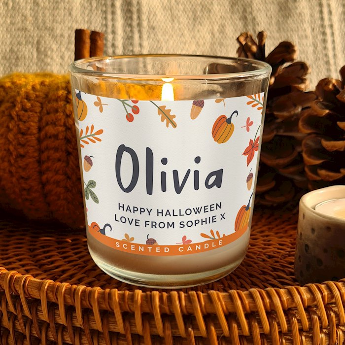 Personalised Pumpkin Border Scented Jar Candle