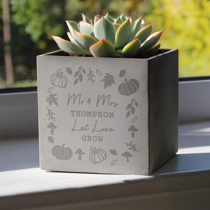 Personalised Pumpkin Concrete Plant Pot