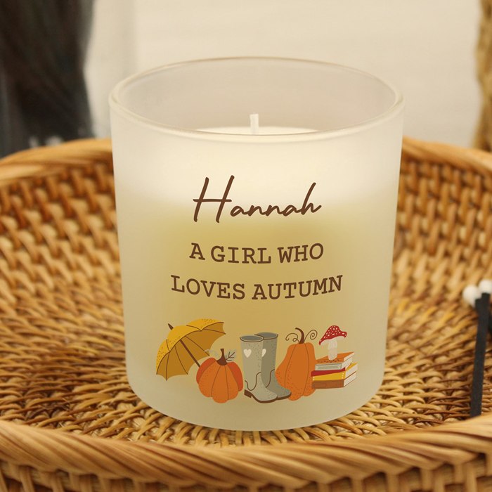 Personalised Pumpkin Frosted Glass Candle