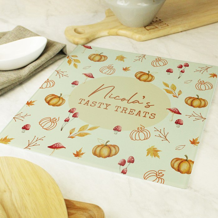 Personalised Pumpkin Glass Chopping Board