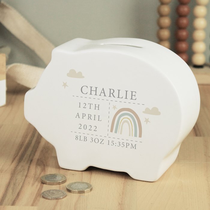 Personalised Rainbow Piggy Bank