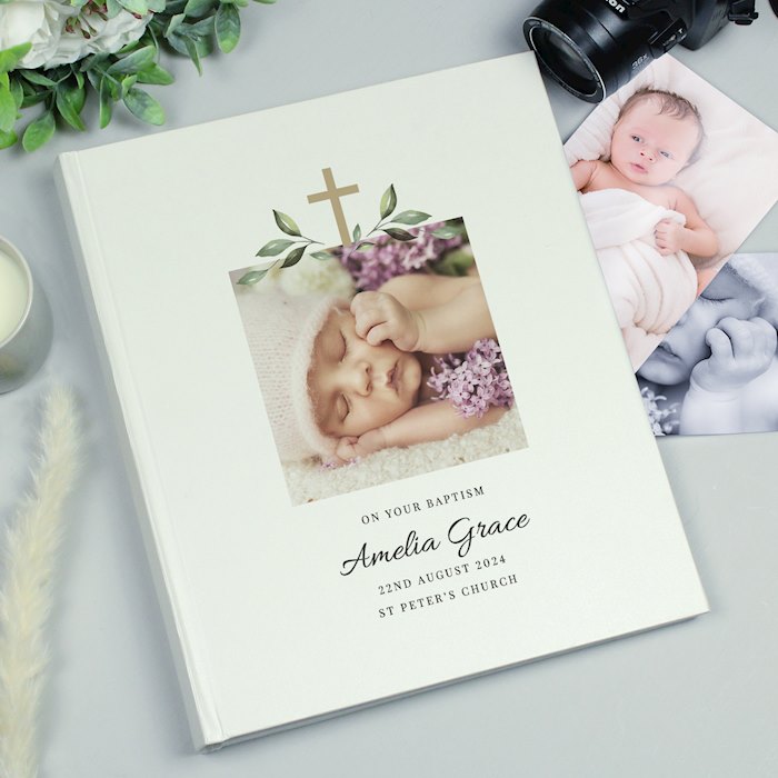 Personalised Religious Cross Photo Upload Traditional Photo Album