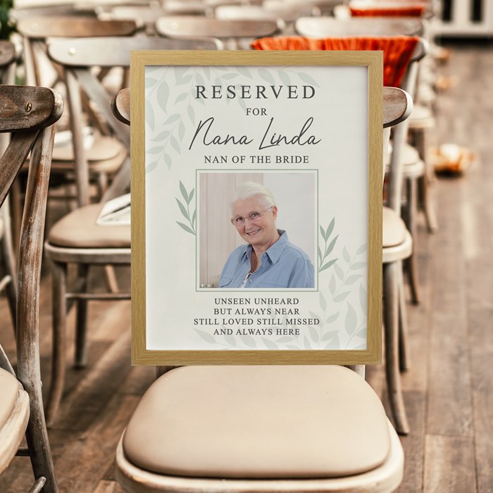 Personalised Reserved For Photo Upload Oak Poster Frame