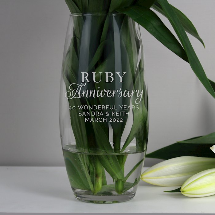 Personalised 'Ruby Anniversary' Bullet Vase