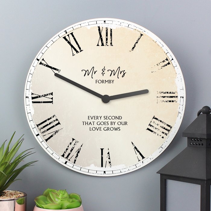 Personalised Rustic Large Wooden Clock SpecialMoment.co.uk