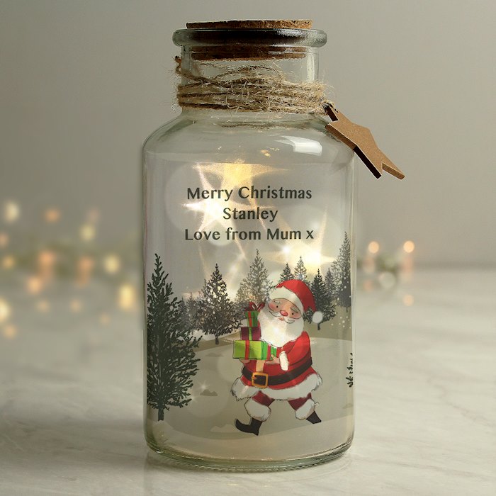 Personalised Santa LED Glass Jar