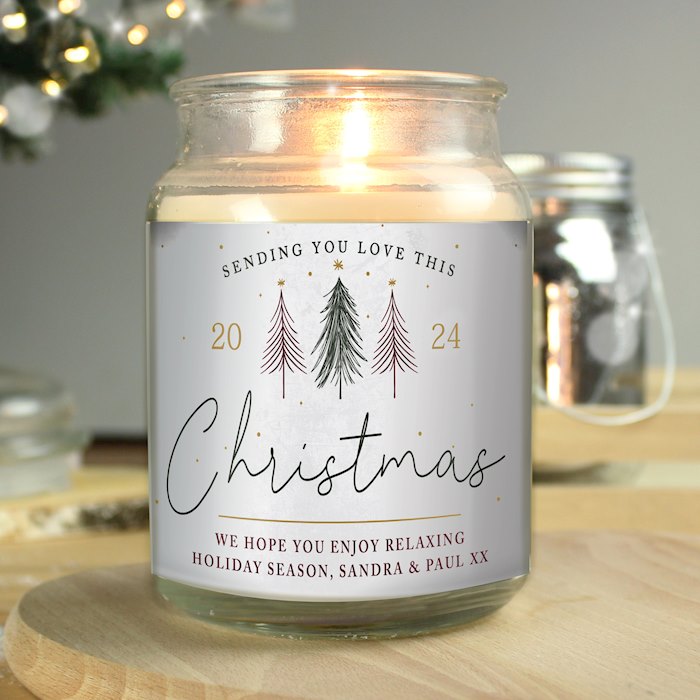Personalised Sending You Love Christmas Large Scented Jar Candle