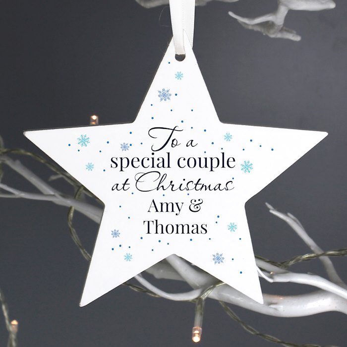 Personalised Special Couple Wooden Star Decoration