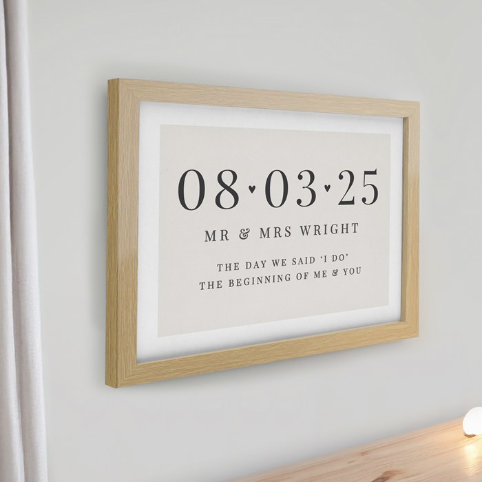 We Adding Date Frame Personalised Special Date Oak Poster Frame | SpecialMoment.co.uk