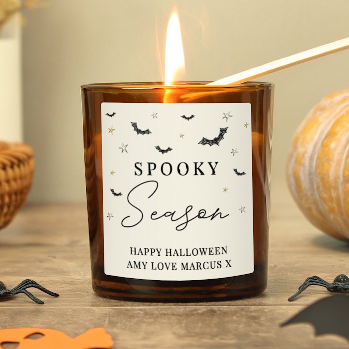 Personalised Spooky Amber Glass Candle