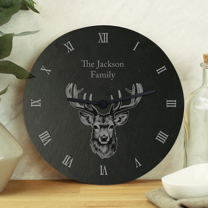 Personalised Stag Slate Clock