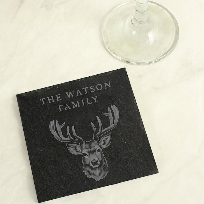 Personalised Stag Slate Coaster