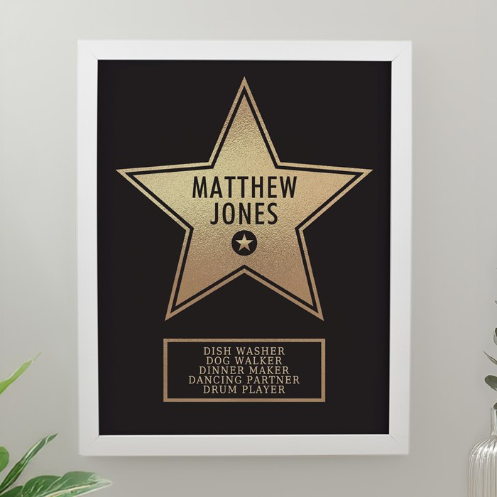 Personalised Star Award White Poster Frame