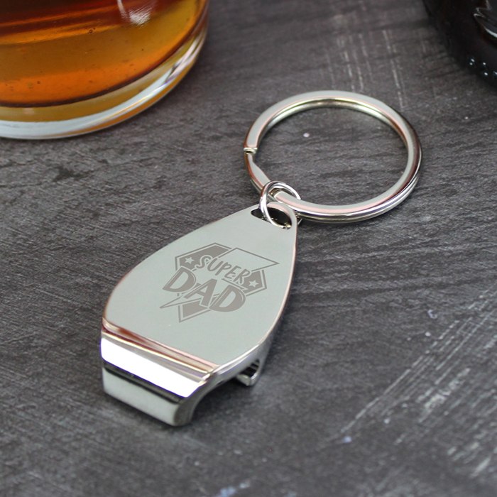 Personalised Super Dad Pint Glass & Bottle Opener