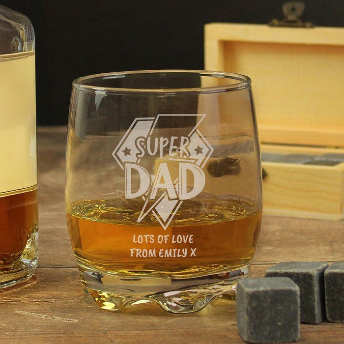 Personalised Super Dad Tumbler Glass