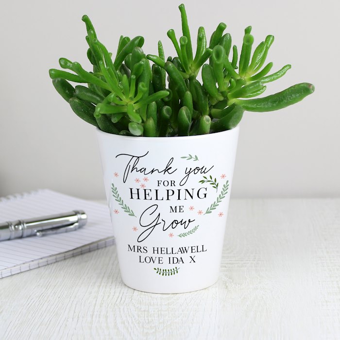 Personalised Thank You For Helping Me Grow Plant Pot