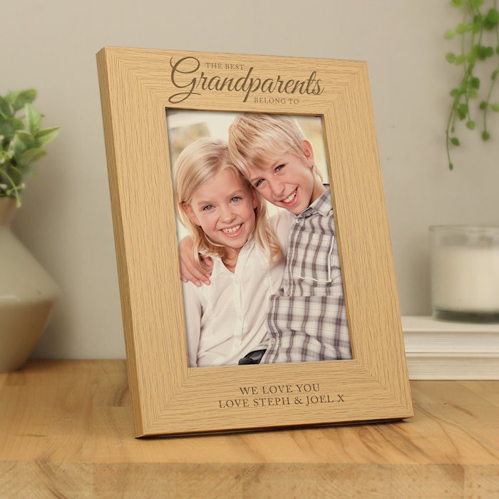 Personalised 'The Best Grandparents' 5x7 Oak Finish Photo Frame