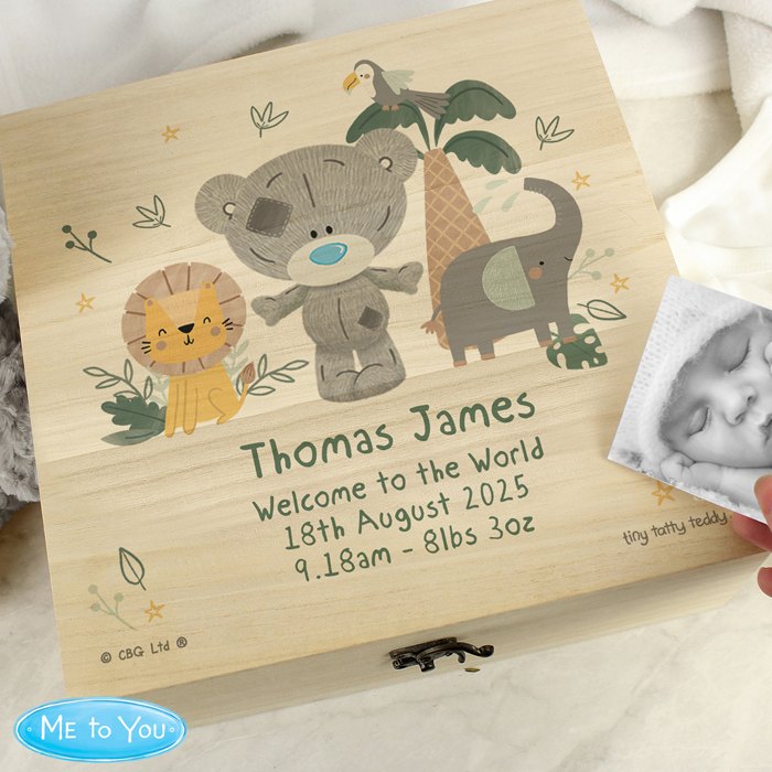 Personalised Tiny Tatty Teddy Jungle Animals Keepsake Box