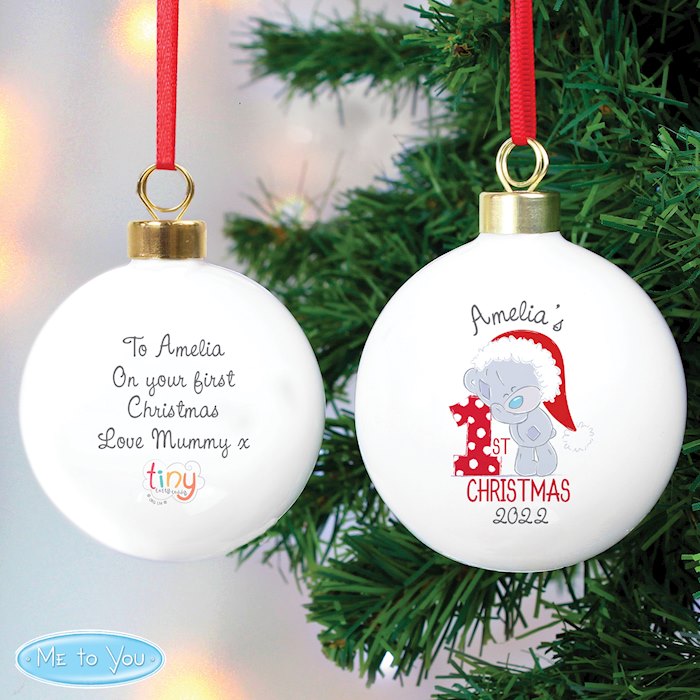 Personalised Tiny Tatty Teddy 'My 1st Christmas' Bauble
