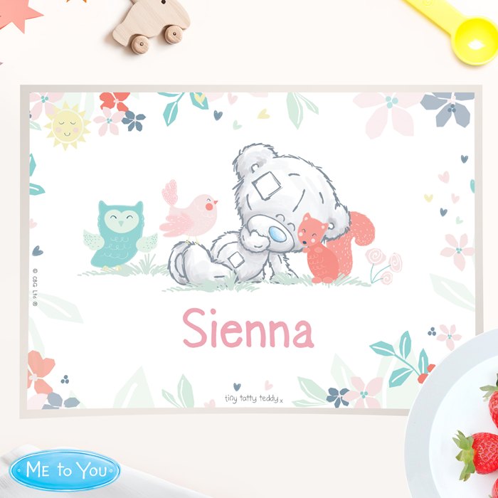 Personalised Tiny Tatty Teddy Woodland Animal Placemat