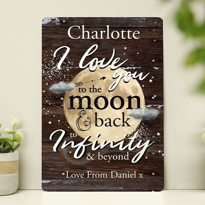 Personalised To the Moon & Back Metal Sign