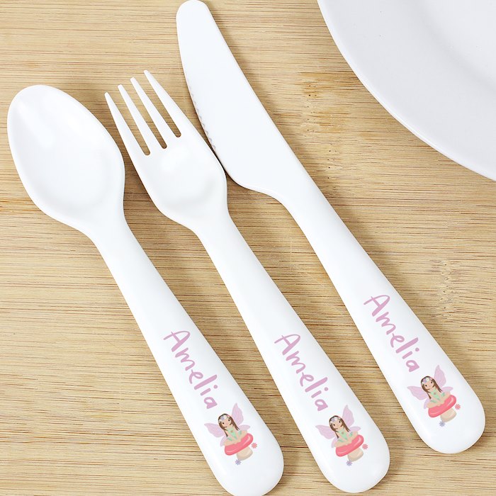 Personalised Toadstool Fairy Plastic Cutlery