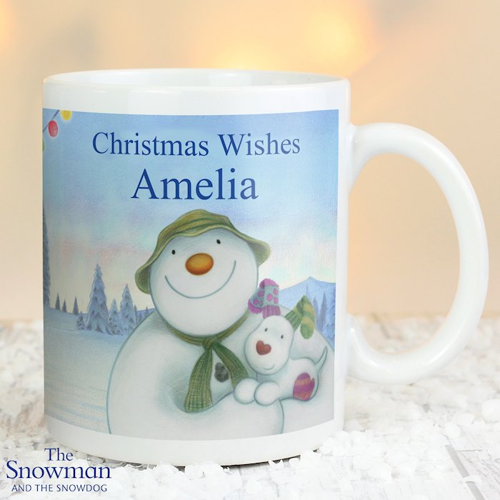 Personalised Traditional The Snowman and the Snowdog Mug