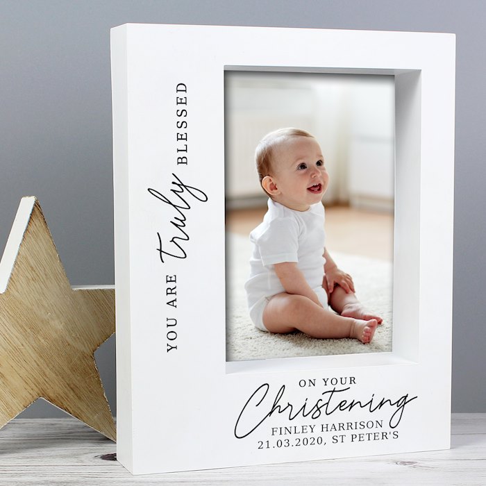 Personalised 'Truly Blessed' Christening 5x7 Box Photo Frame